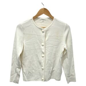 Pierre Cardin Signe | Vintage White Button Up Cardigan - Size 40/Small